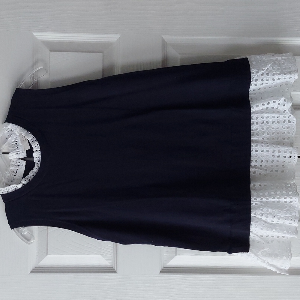 Loft Navy sleeveless peplum